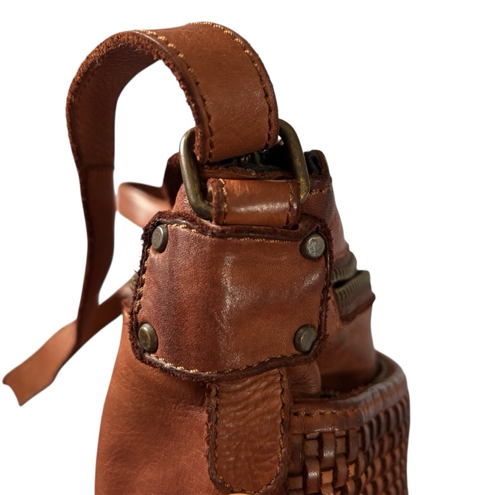 New Harbour 2nd Brown Leather Clutch Purse / Belt Bag Crossbody w/ Woven Front - Picture 9 of 16